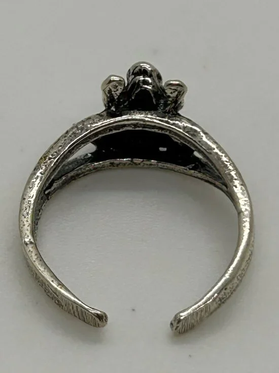 925 Sterling Silver Frog Toe Ring Adjustable Finger Knuckle Midi Band Size 2 - Picture 8 of 11